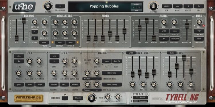 FREE u-he TyrellN6 up to date in new 2025 beta model