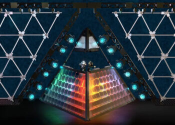 LEGO Overview Board Evaluating Daft Punk "Alive" Pyramid Design for Official Manufacturing