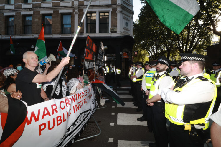 Protesters Rally Exterior Israeli Embassy Social gathering at British Museum
