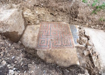 Geometric mosaic flooring with uncommon painted tiles present in France – The Historical past Weblog