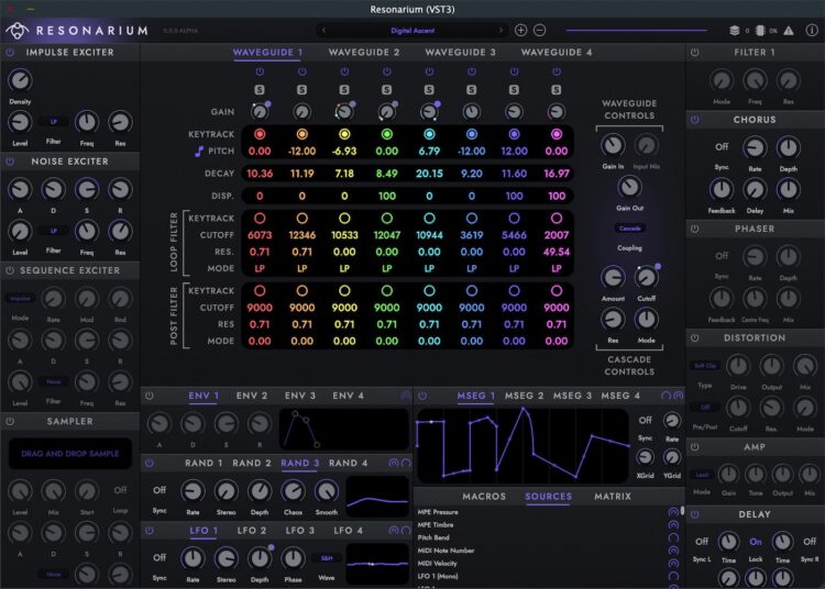 Soule DSP releases an early model of the Resonarium free experimental waveguide synth