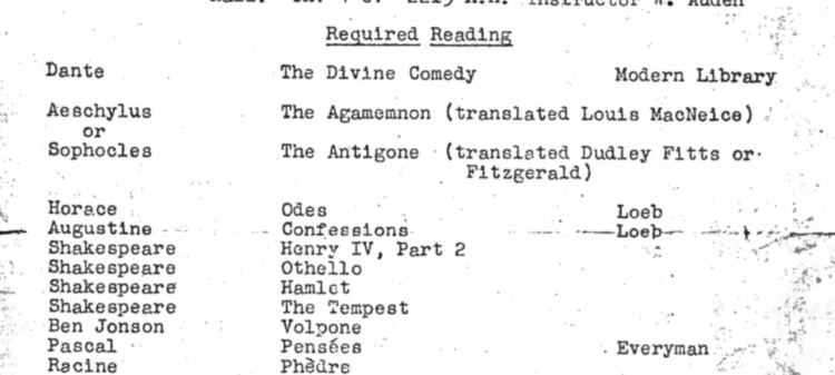 W.H. Auden’s 1941 Syllabus Requested College students to Learn 32 Nice Literary Works, Totaling 6,000 Pages