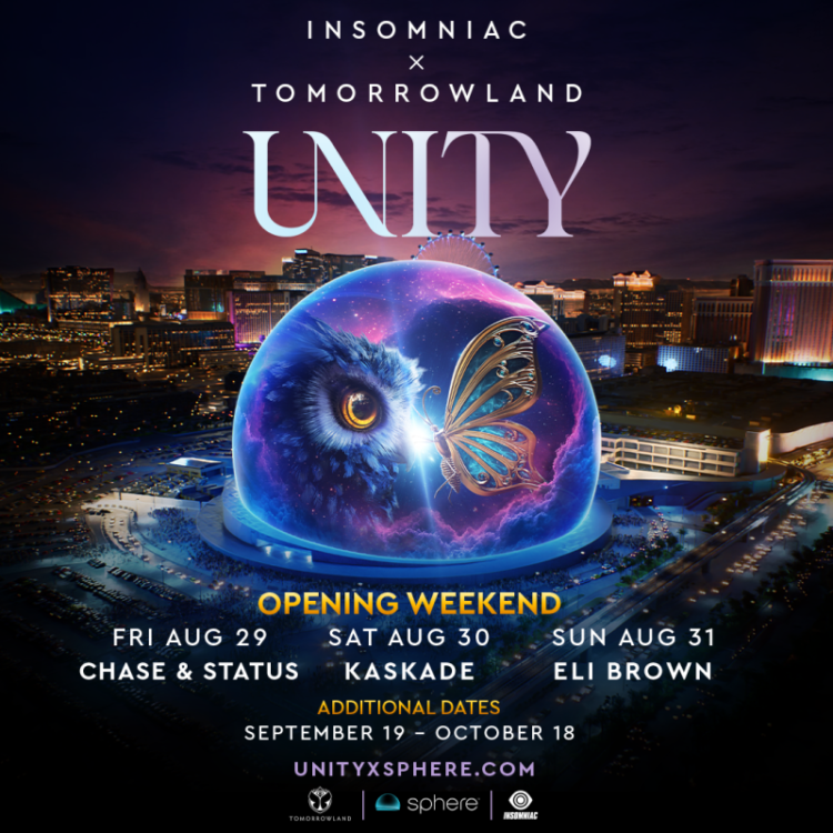 Tomorrowland and Insomniac Reveal Headliners of Opening "UNITY" Weekend at Vegas Sphere