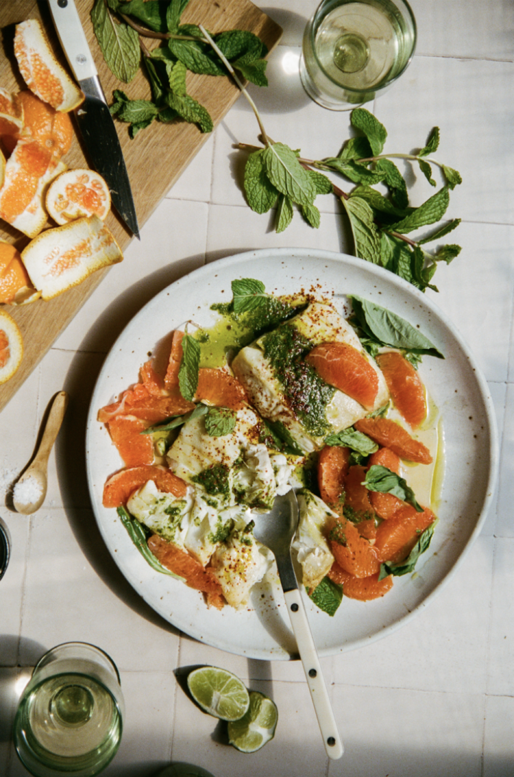 Grilled Cedar Plank Halibut with Salsa Verde & Citrus