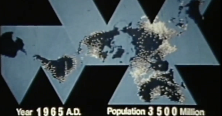 Buckminster Fuller Creates an Animated Visualization of Human Inhabitants Progress from 1000 B.C.E. to 1965
