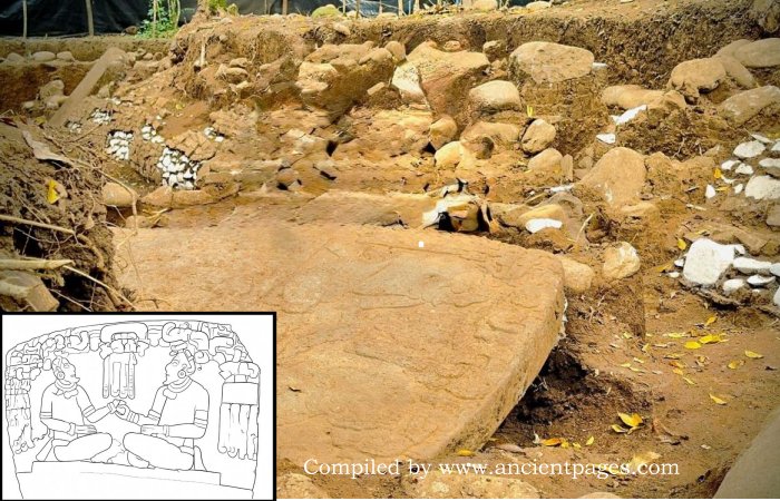 Uncommon Veracruz Monolith Illustrates Folks Receiving Sacred Liquid From A Divine Supply Above Them