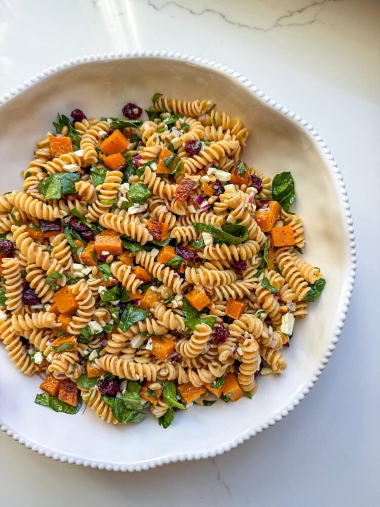 Fall Harvest Pasta Salad with Maple-Dijon French dressing