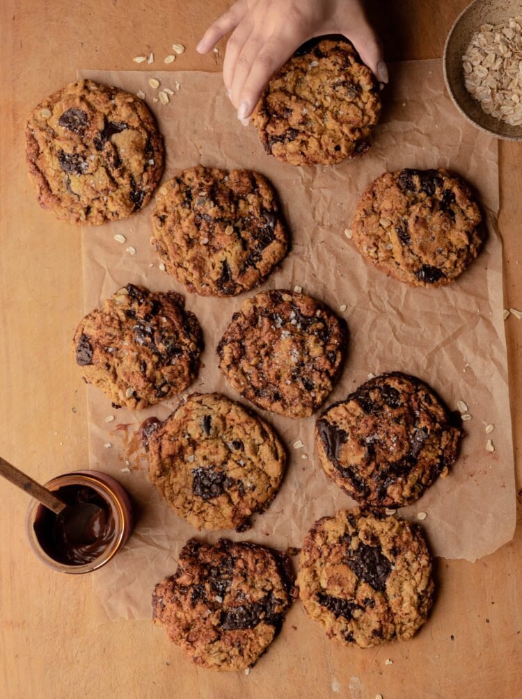 Egg-Free Date and Salted Caramel Chocolate Chip Cookies
